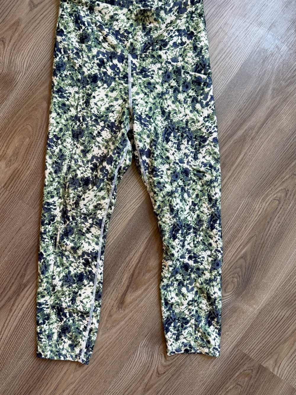Balance Collection Olive and Navy Floral Print Kids Leggings